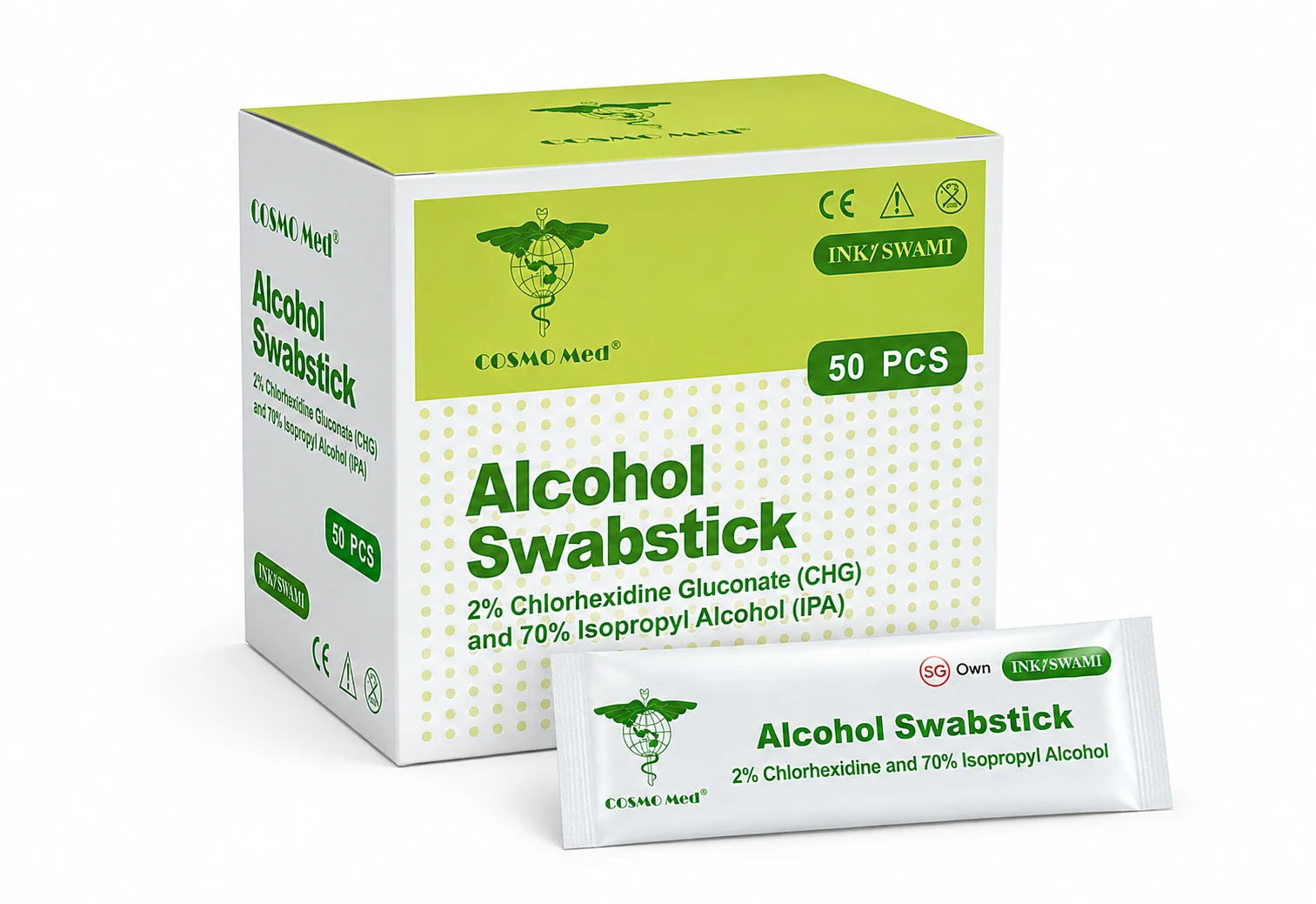 Cosmo Med Alcohol Swabstick with 2% Chlorhexidine & 70% Isopropyl
