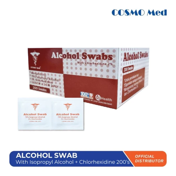 Cosmo Med Alcohol Swab Isopropyl Alcohol + Chlorhexidine - Image 2