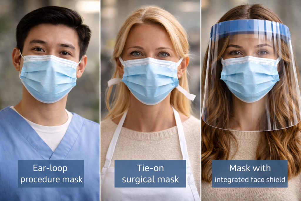 Different types of surgical masks